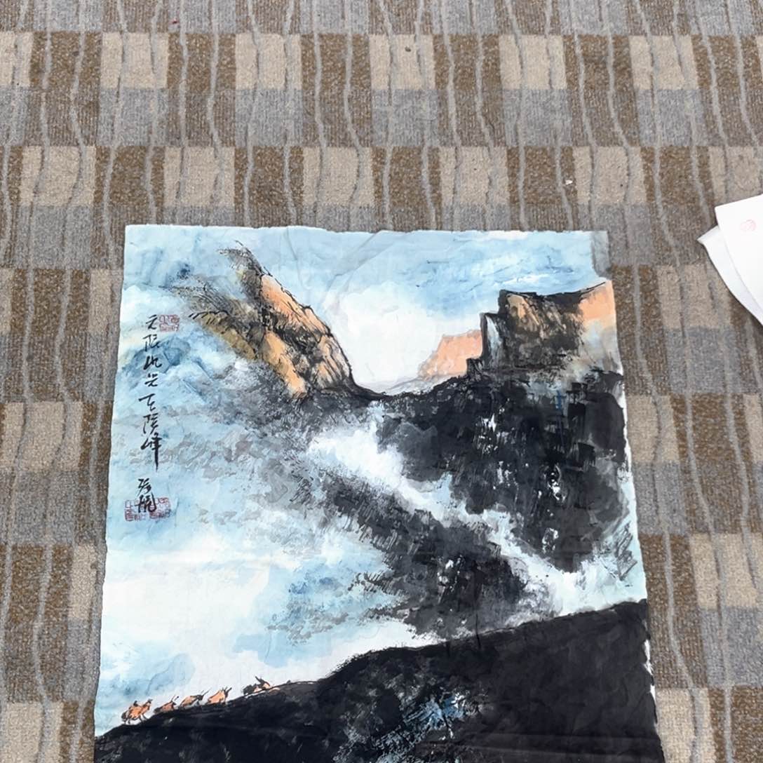 国画张航老师四尺三开山水作品赵