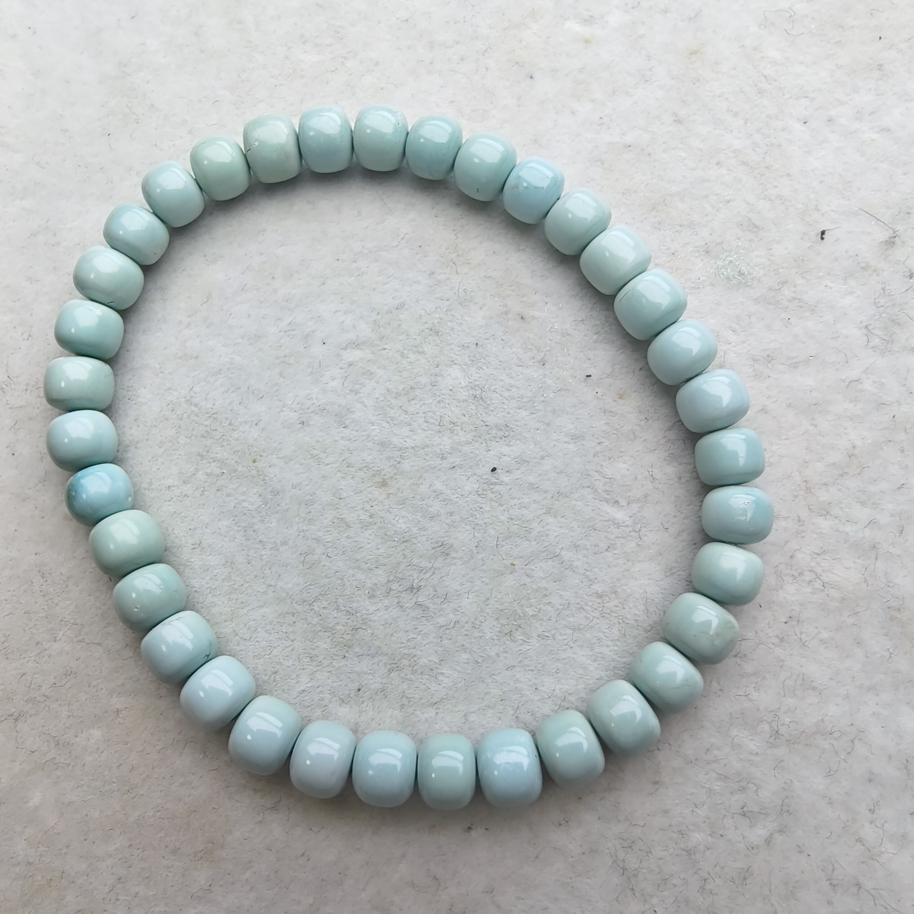 绿松老型高瓷精工手串6mm＋