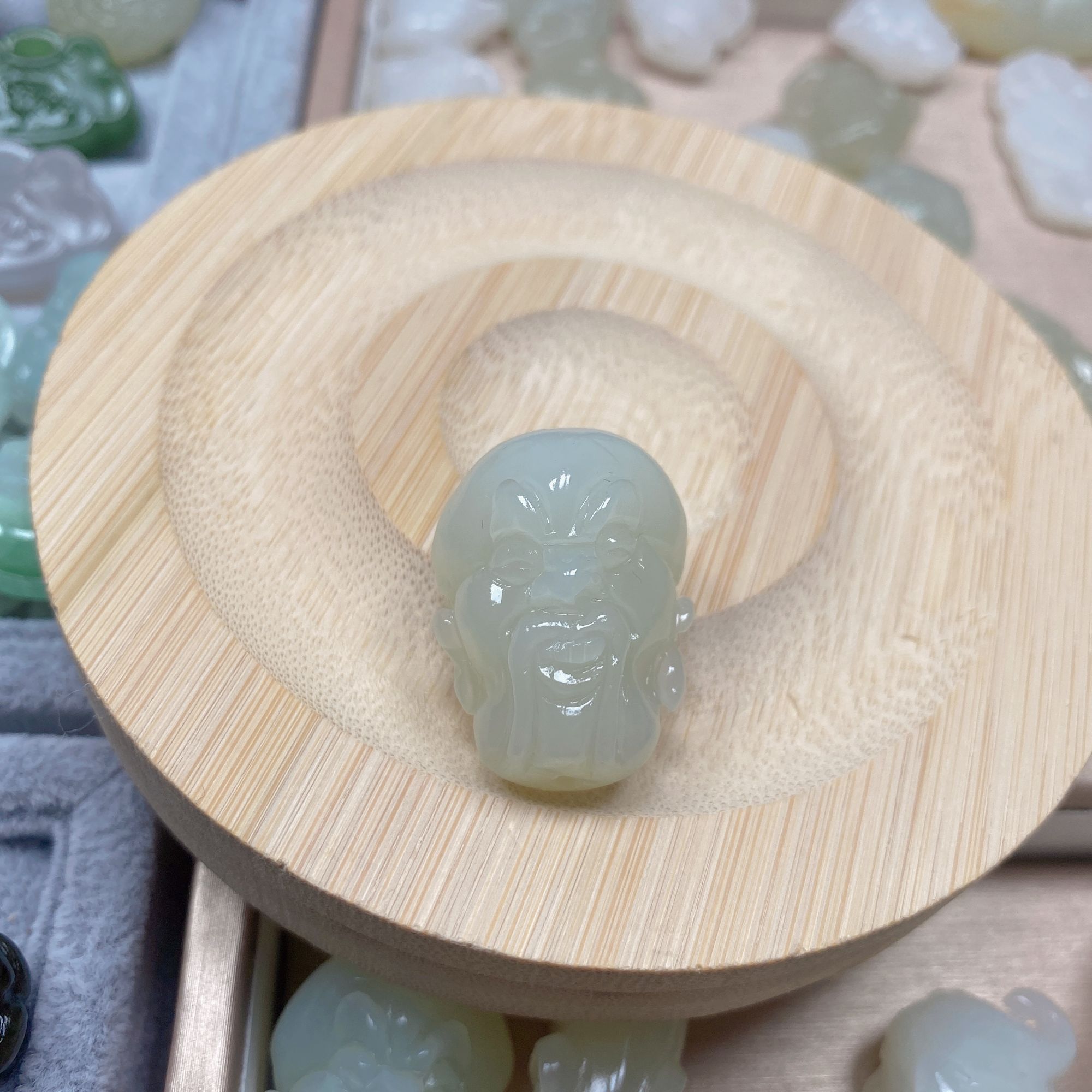 和田玉老坑料十八罗汉挂件 罗汉头吊坠 立体雕刻 男女配饰