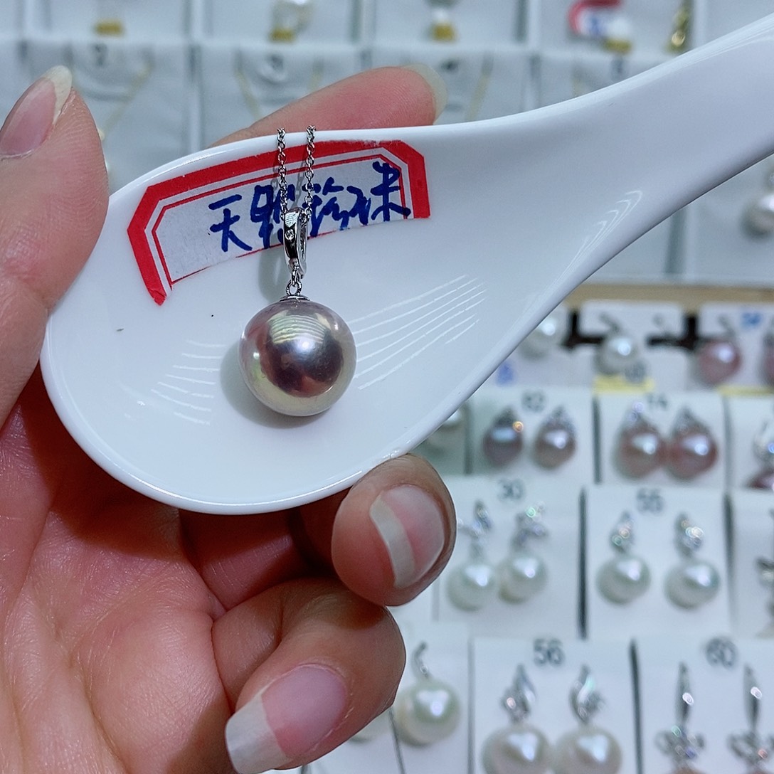 淡水珍珠银S925镶嵌吊坠(赠链)