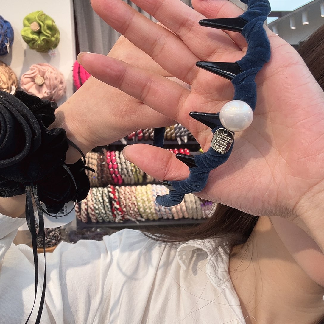 耶***～布艺铁合金蓝色发箍