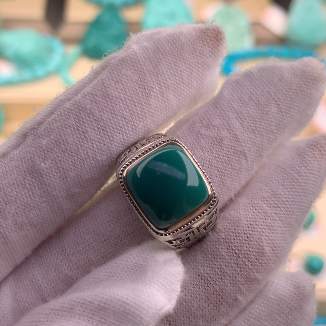 绿松石珠宝奇石银S925镶嵌