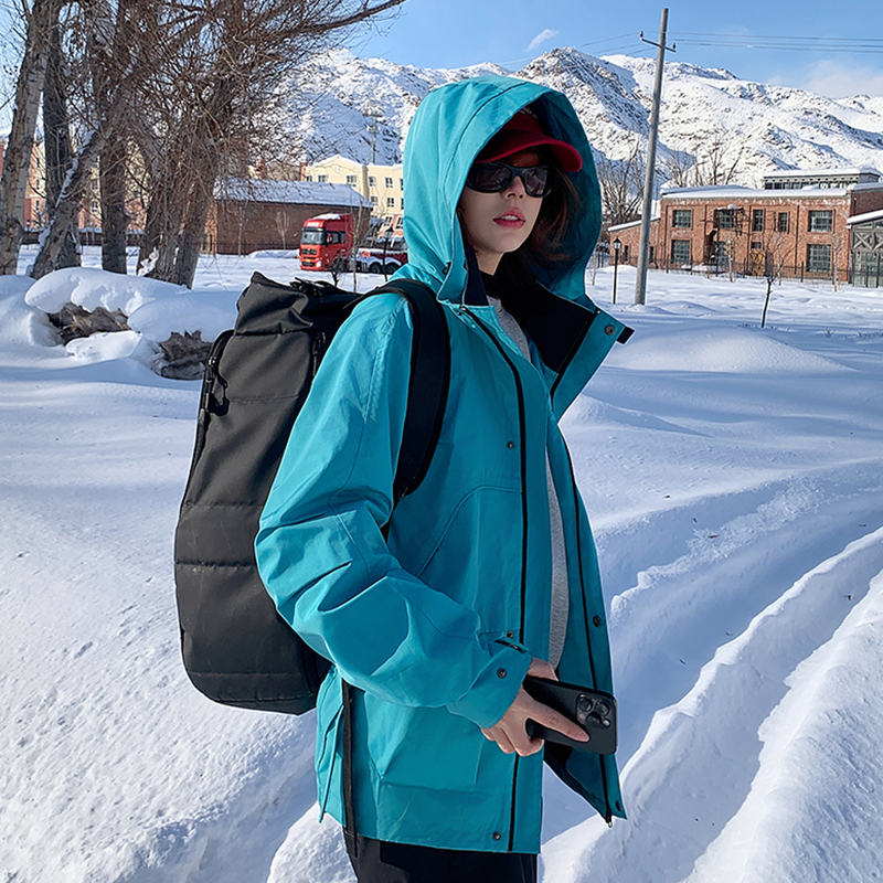 冬季真两件加绒外套男女同款冲锋衣三合一户外运动夹克休闲登山服