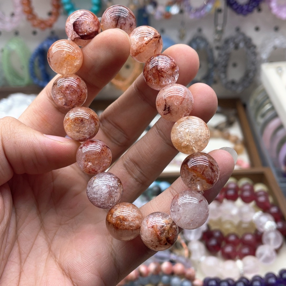 手链未镶嵌水晶14.5咪红胶花