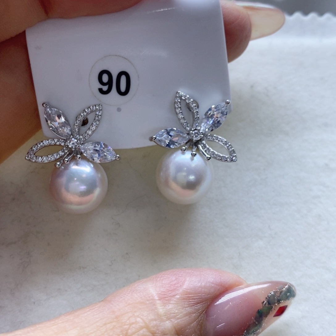 淡水珍珠耳饰银S925镶嵌