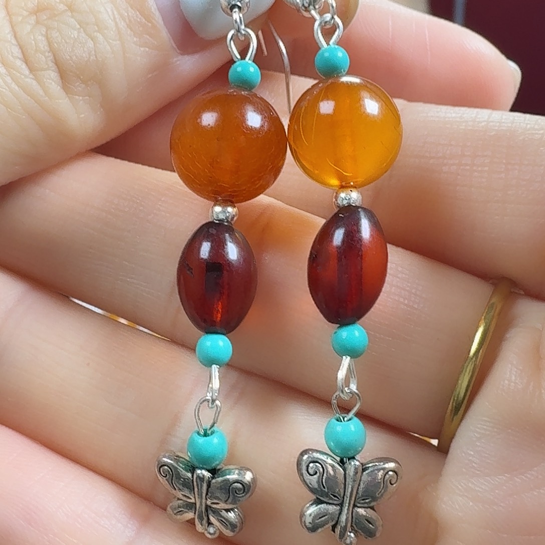 琥珀未镶嵌耳饰吊坠