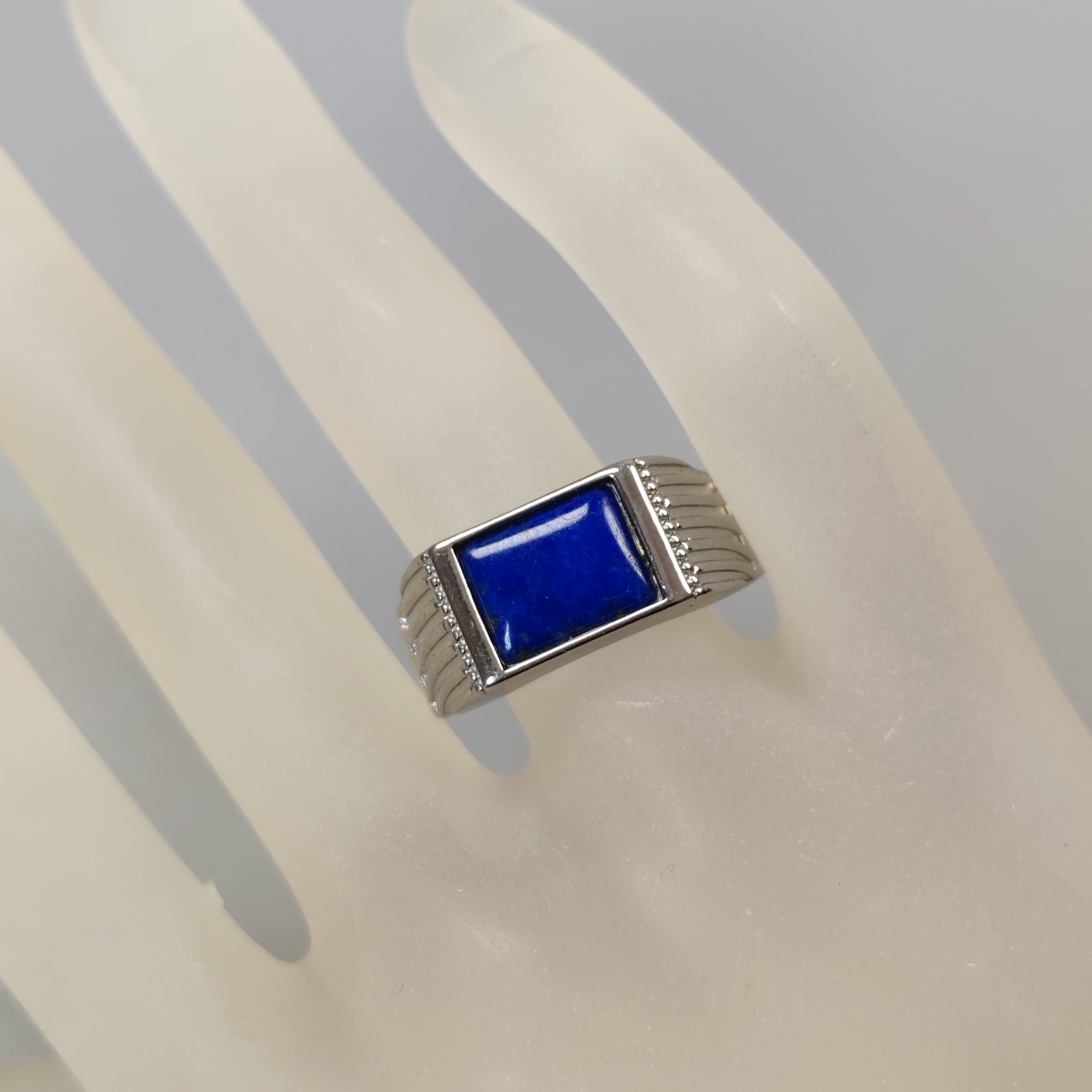 京西珠宝天然原矿青金石戒指镶嵌民族风原创设计小众款