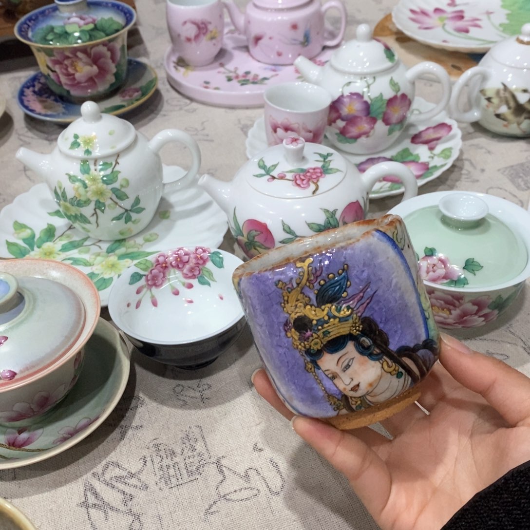 8 手工手绘景德镇茶具杯杯