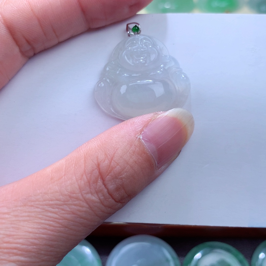 翡翠吊坠(不含链)18K金镶嵌
