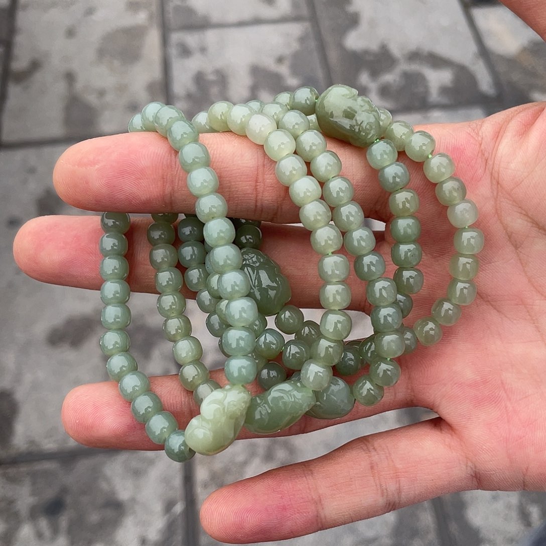 和田玉手镯未镶嵌巨漏貔貅手串卡6多样性发货拍一发一