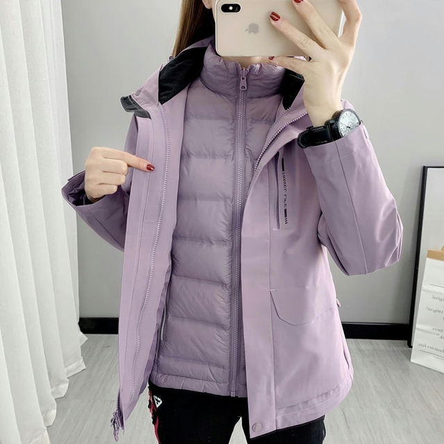 凯乐石括苍羽绒内胆冲锋衣女轻薄大码三合一可拆卸防水耐磨透气登