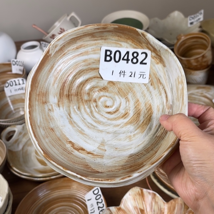 陶瓷482粗陶异形三角碗1个