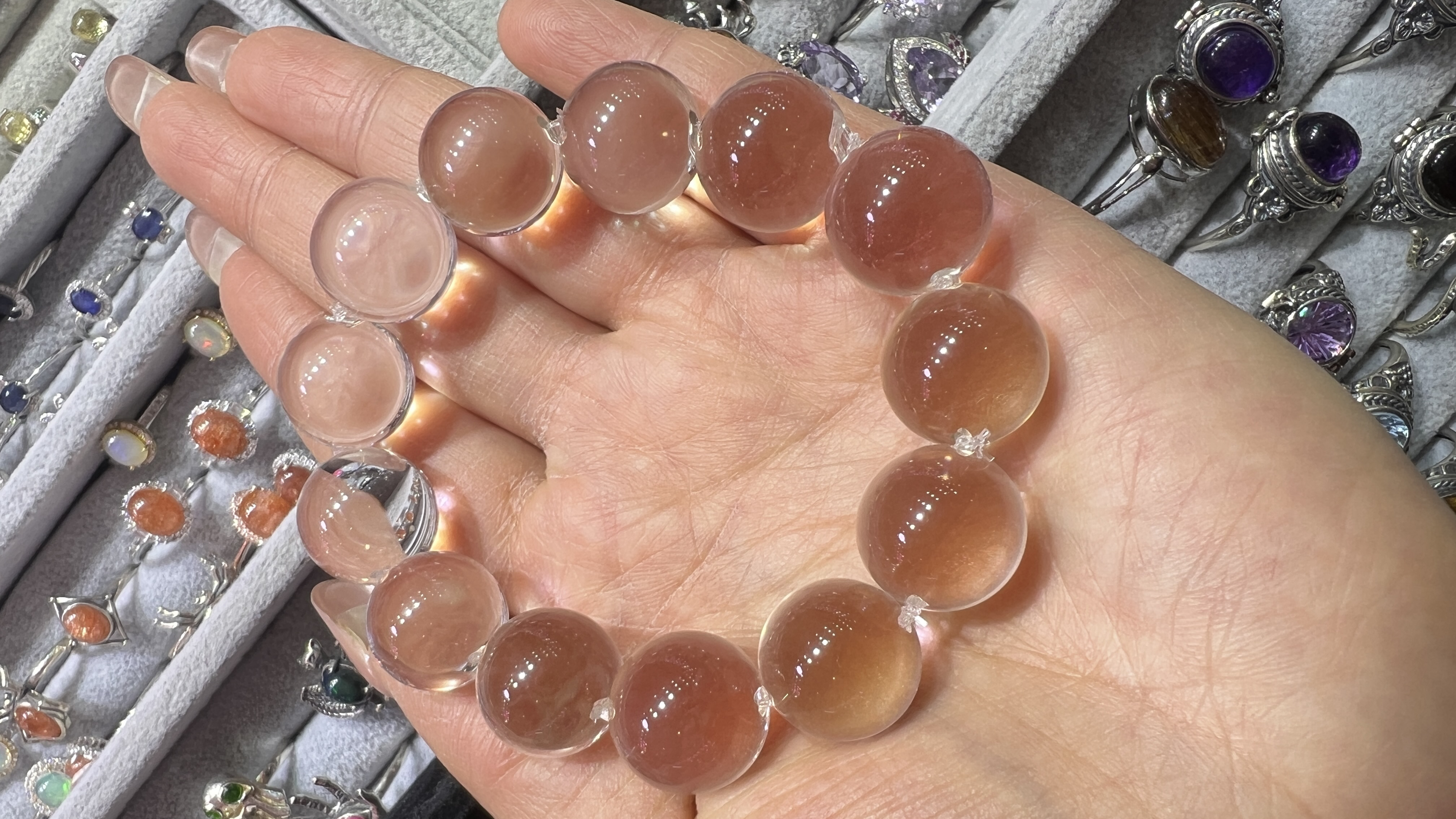 天然巴西双A白水晶15.6mm透体单圈手串