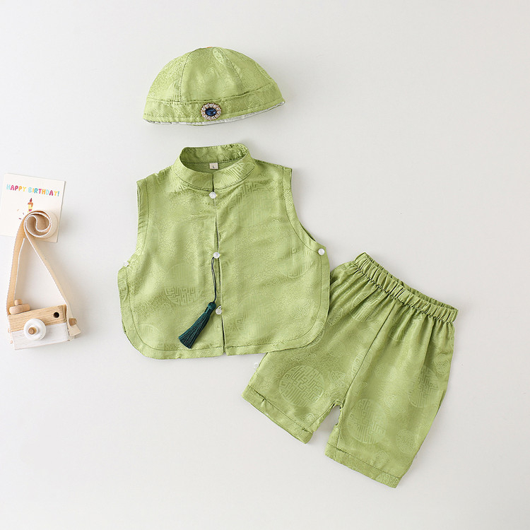 男宝宝中式薄款夏季礼服中国风汉服分体套装周岁抓周唐装婴儿百天