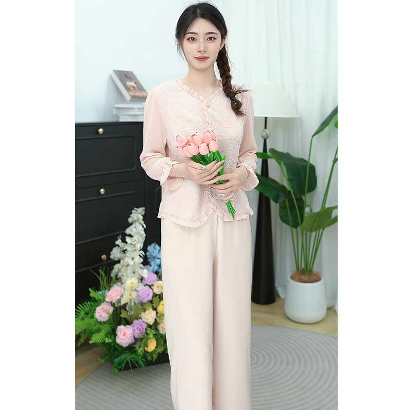 九分纱袖雪纺衬衫女妈妈春装流行小衫W-X-ADLE822