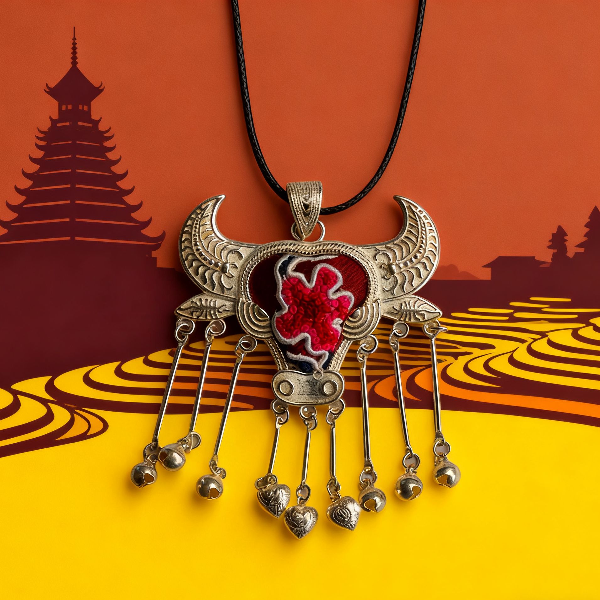 苗侗大师 银吊坠 民族风手工艺吊坠圈复古国风出游服饰搭配