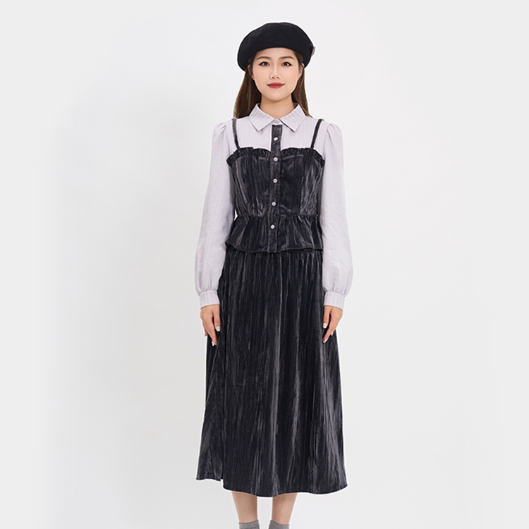 【银泰百货OH】pit 2025冬装女士时尚简约撞色拼接衬衫111A341186