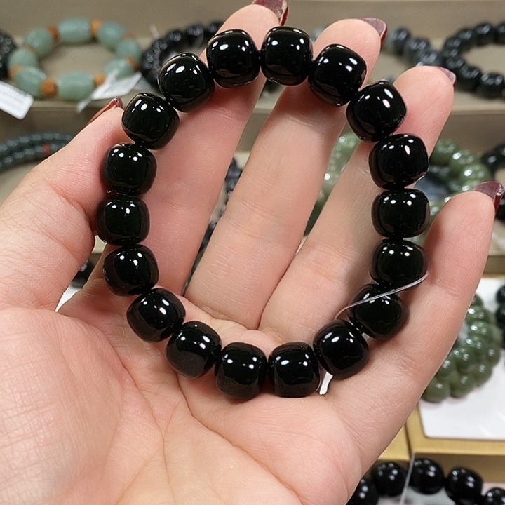 和田玉颈饰未镶嵌新疆和田玉黑青籽手串卡12老型