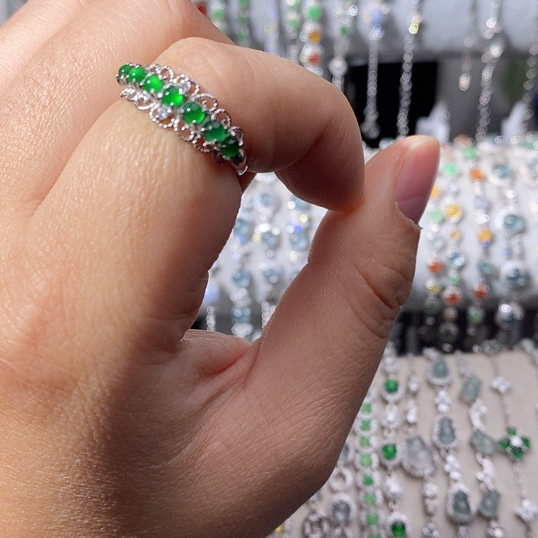 翡翠银S925镶嵌戒指