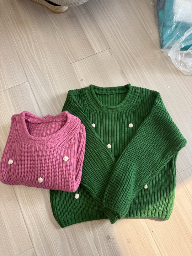 WTT-5658手工波点毛衣套头圆领加厚款