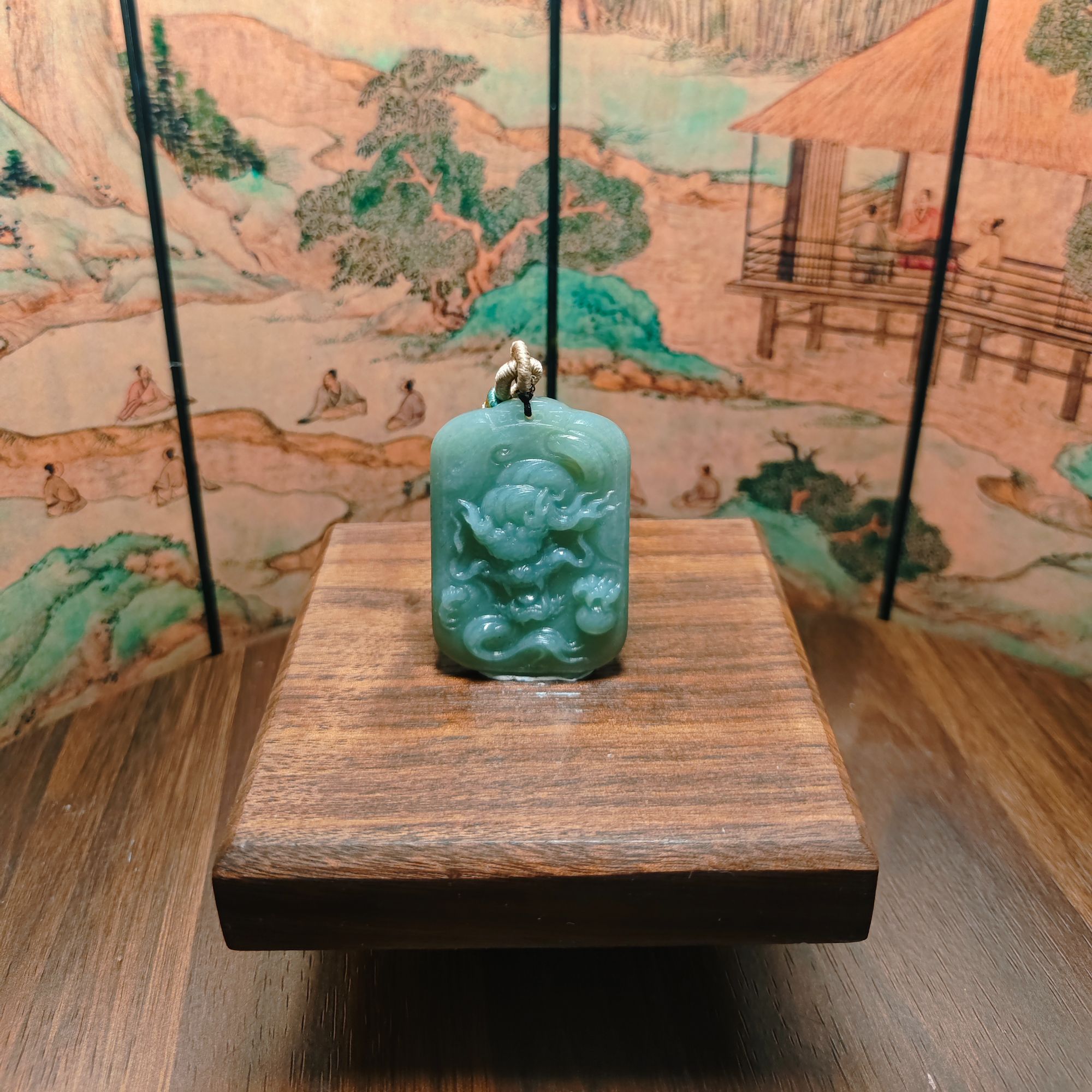 P和田玉龙腾四海吊坠0534