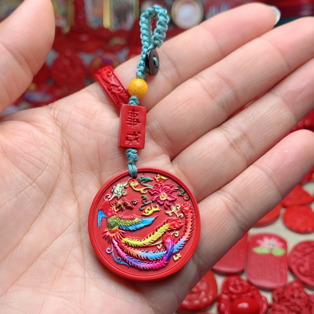 天然辰砂工艺品朱砂钥匙扣