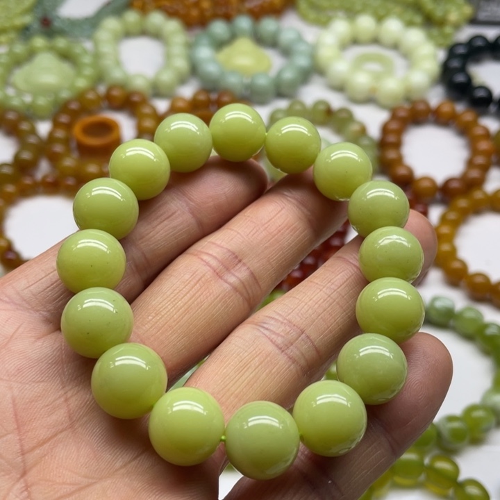 蛇纹石玉手串13+未镶嵌