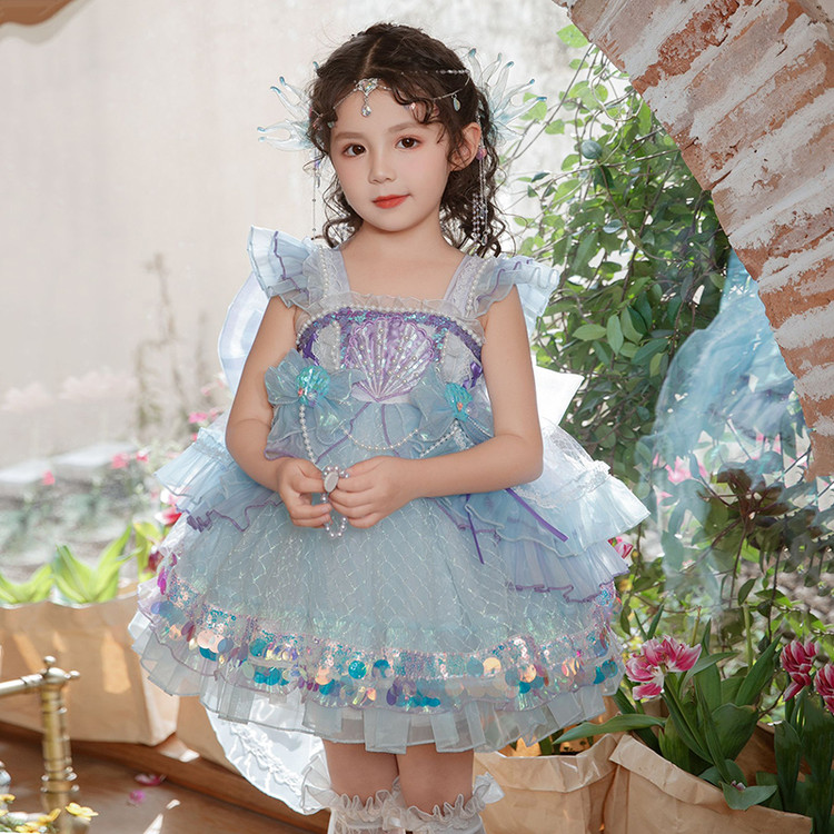 美人鱼女童洛丽塔公主裙2025新款夏季儿童连衣裙女孩生日礼服裙
