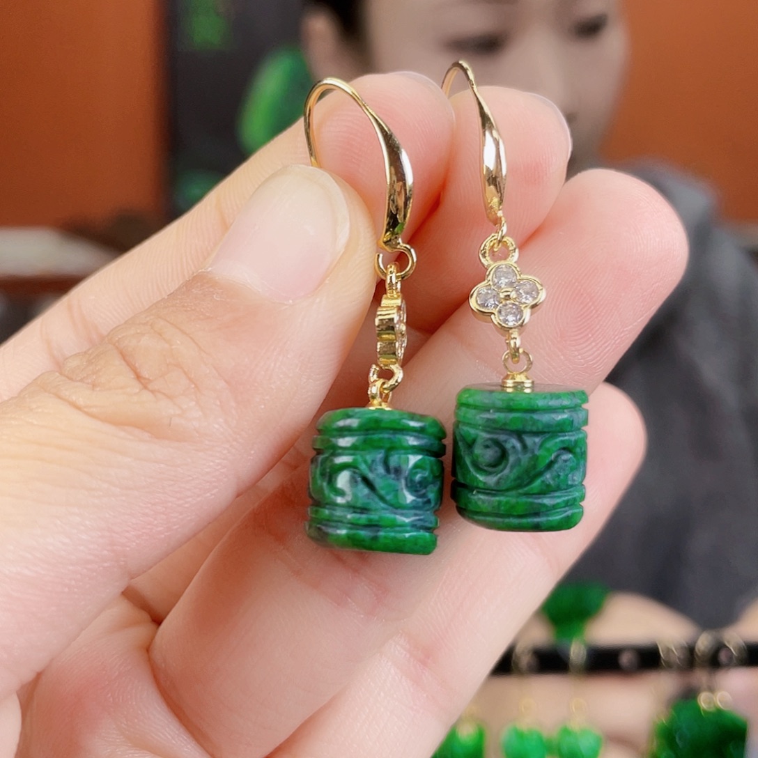 翡翠未镶嵌耳饰饰品