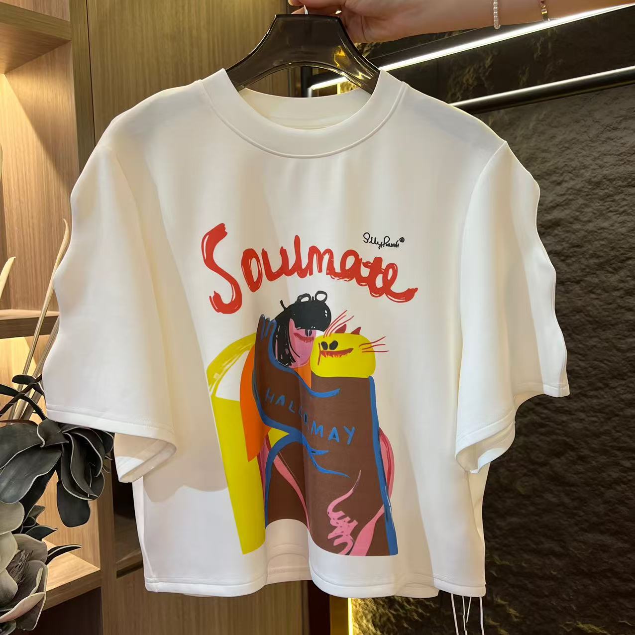 （果果专属）夏季潮牌恶魔猫咪女装卫衣女装设计感上衣A270