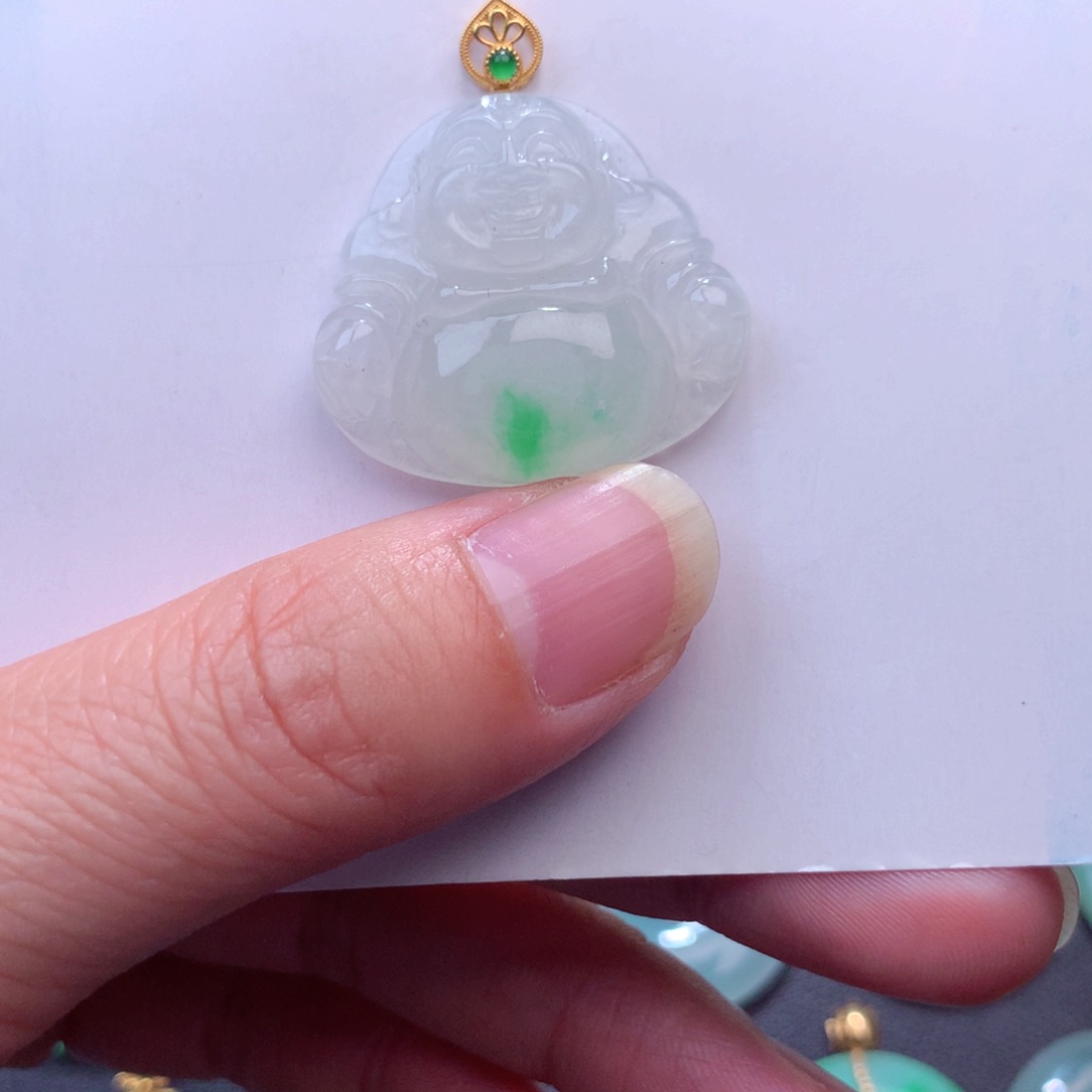 翡翠吊坠(不含链)18K金镶嵌