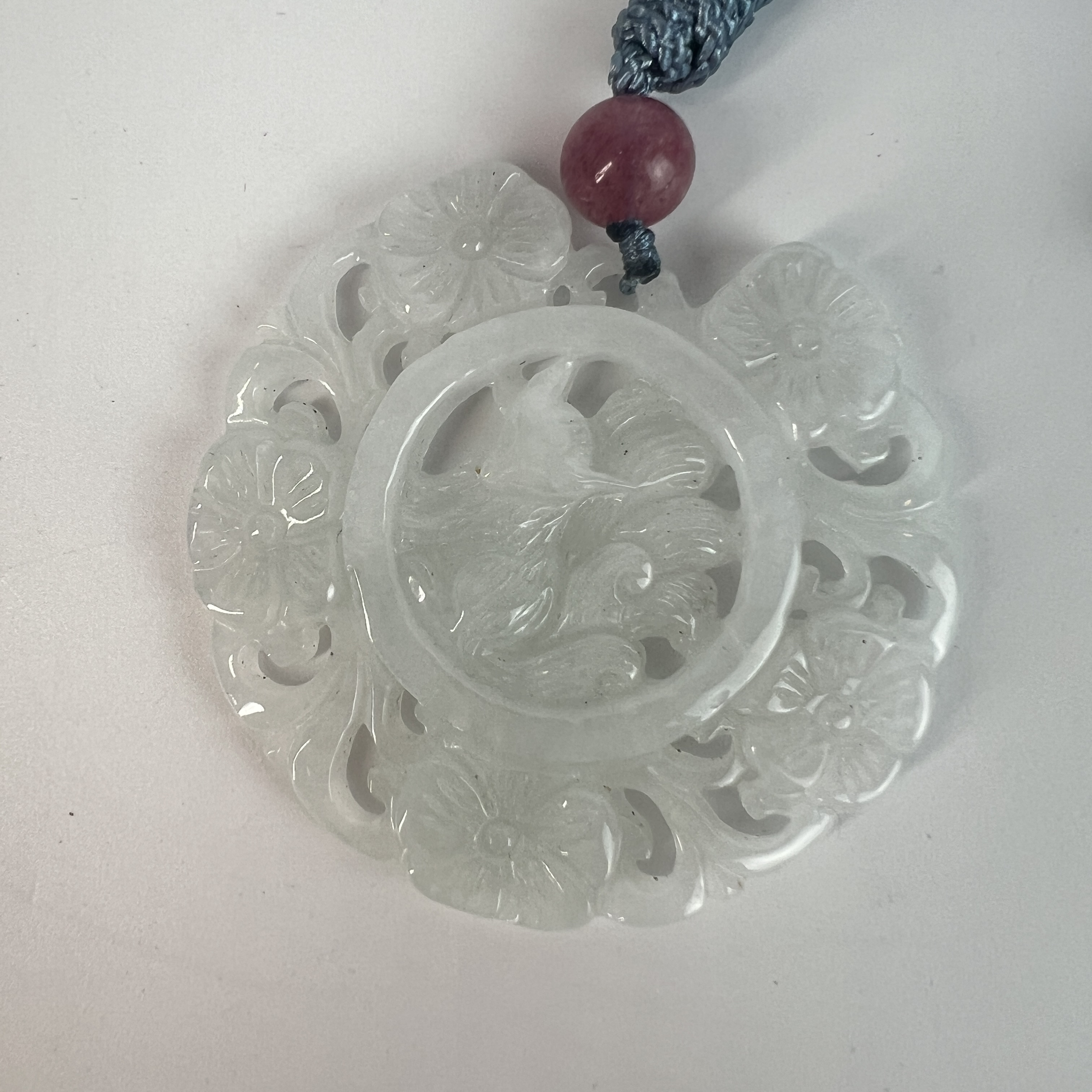 TM 120121 近现代 翡翠雕花卉动物纹挂件