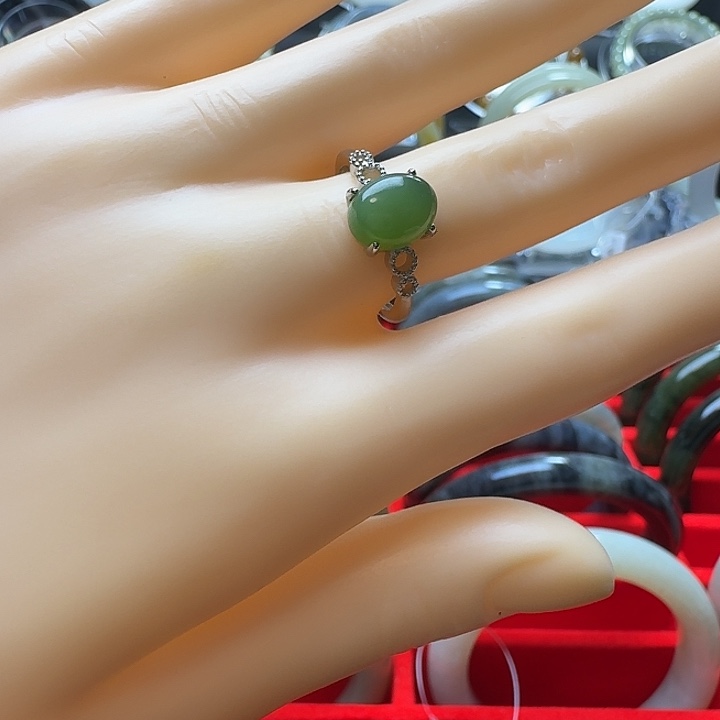 和田玉（碧玉）银S925镶嵌戒指