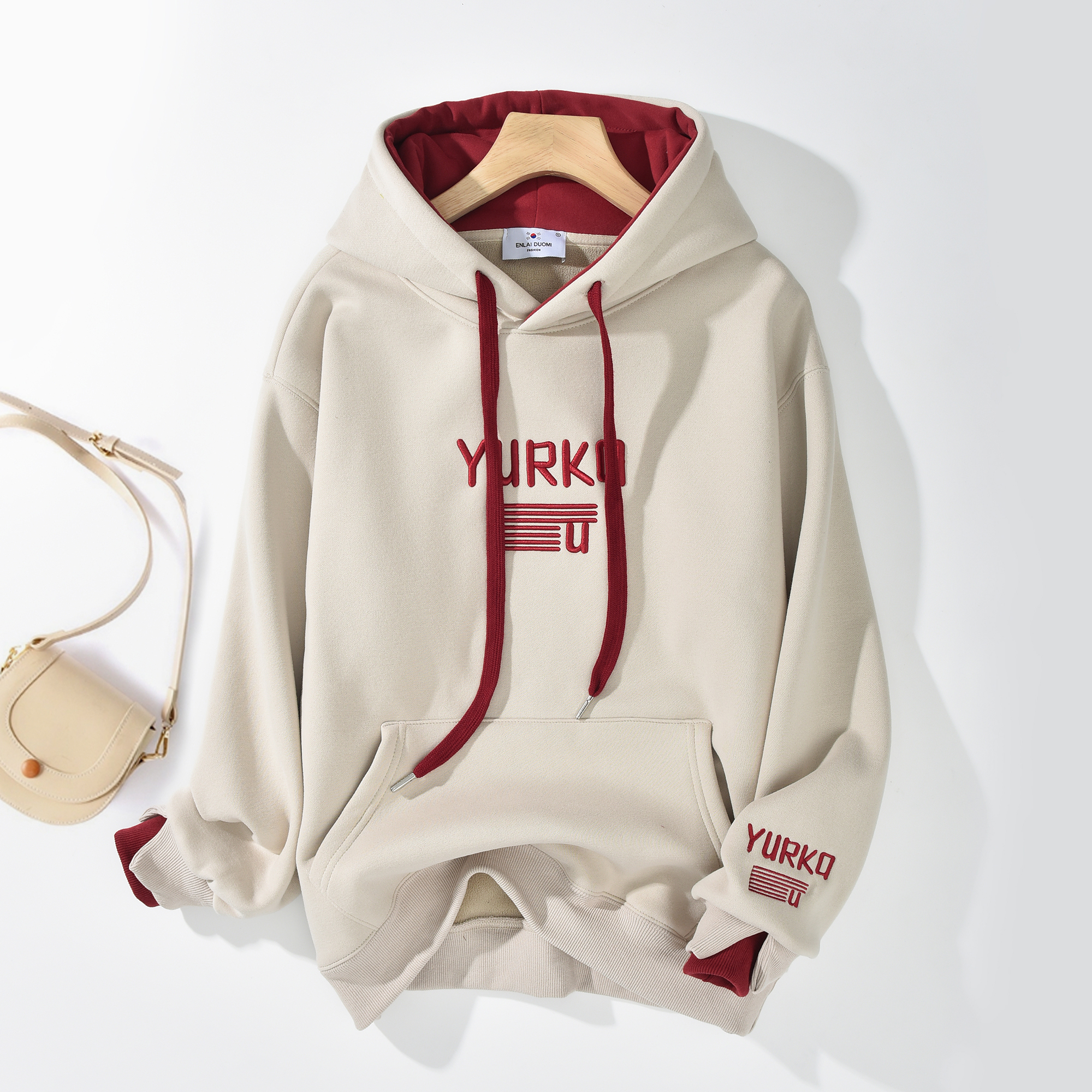 冬季美式连帽宽松慵懒风帽衫女长袖外套重磅字母抽绳百搭休闲 208