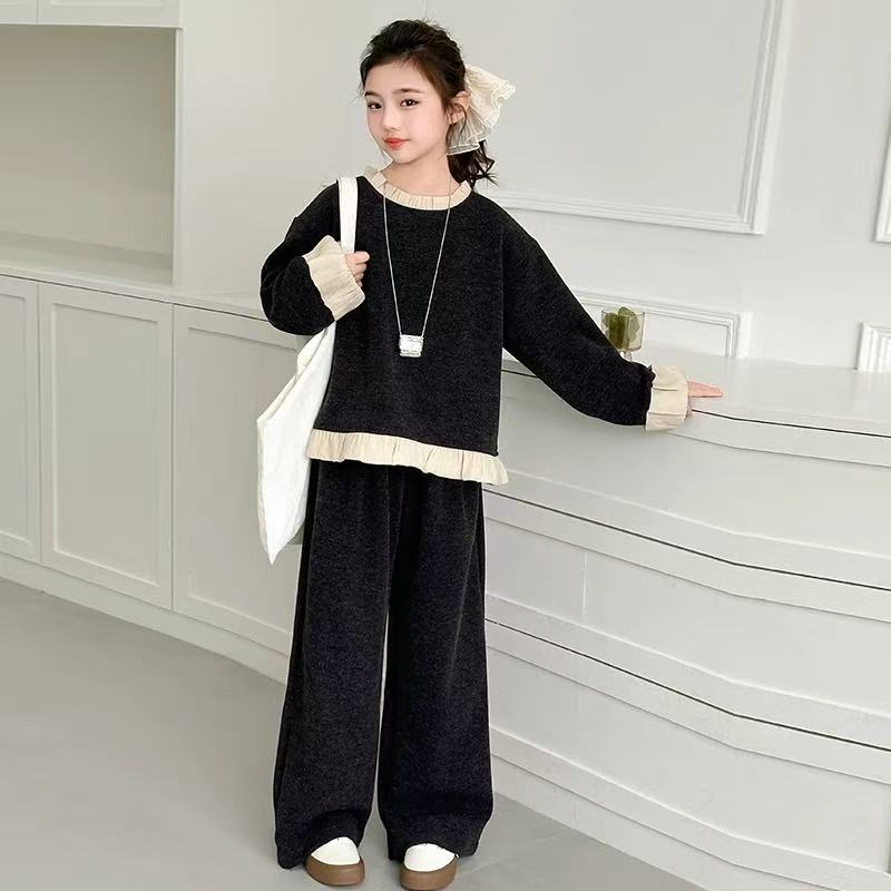 女童套装2025秋季新款韩版洋气时髦网红休闲两件套中大童针织百搭