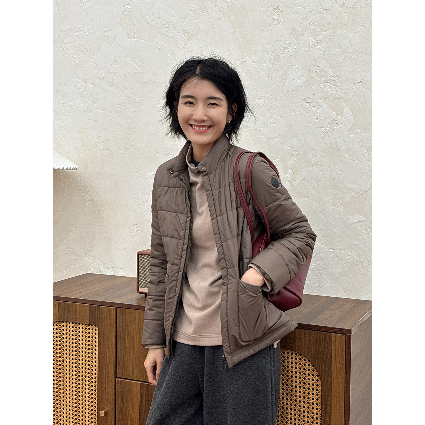 LANGQING 立领轻薄短款秋冬休闲棉服46620#