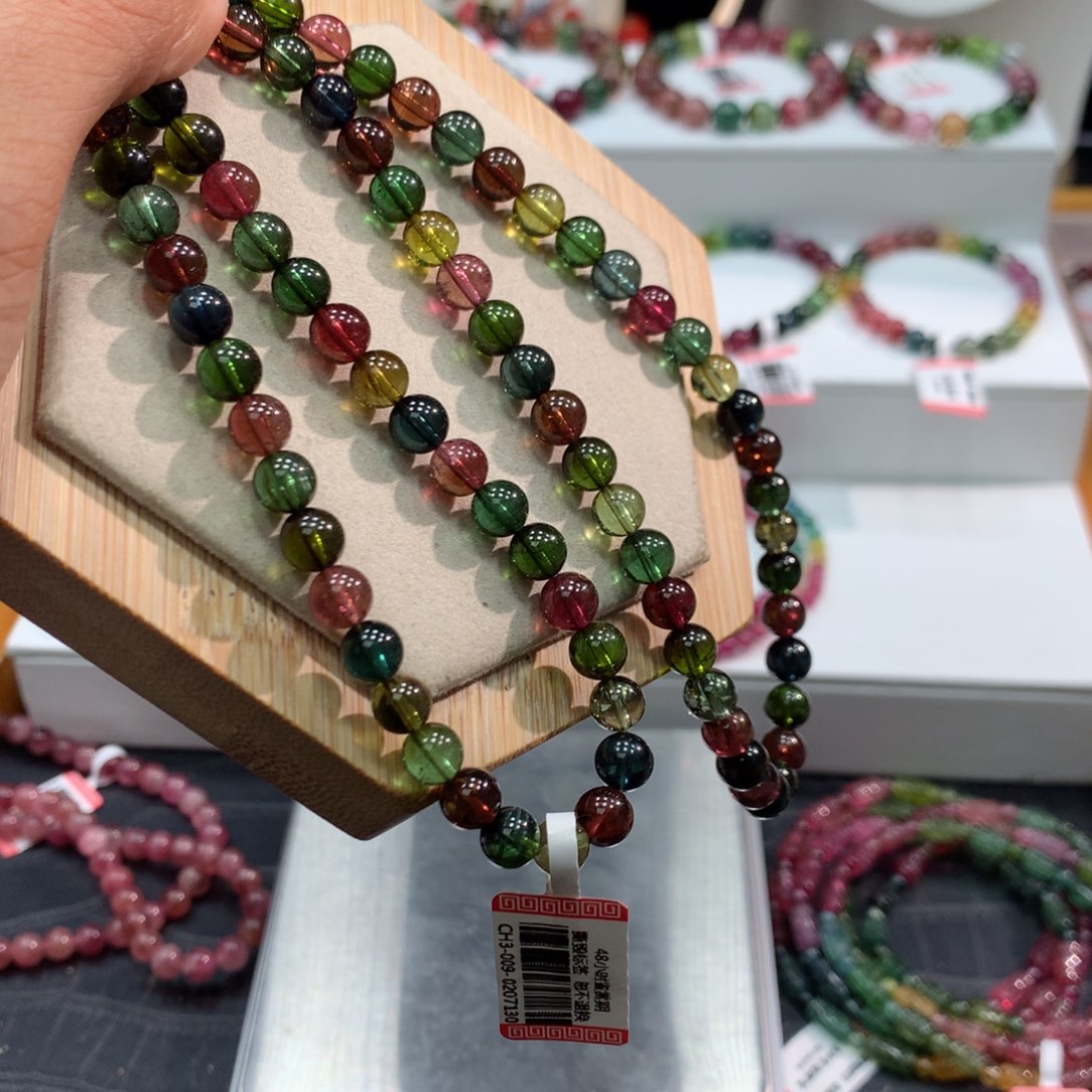 碧玺手链未镶嵌   6.6mm。