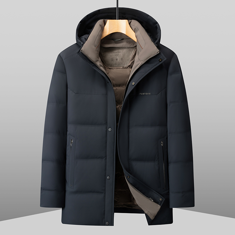 男士加厚保暖时尚百搭轻奢冬季大码连帽商务休闲男可脱卸羽绒服KP