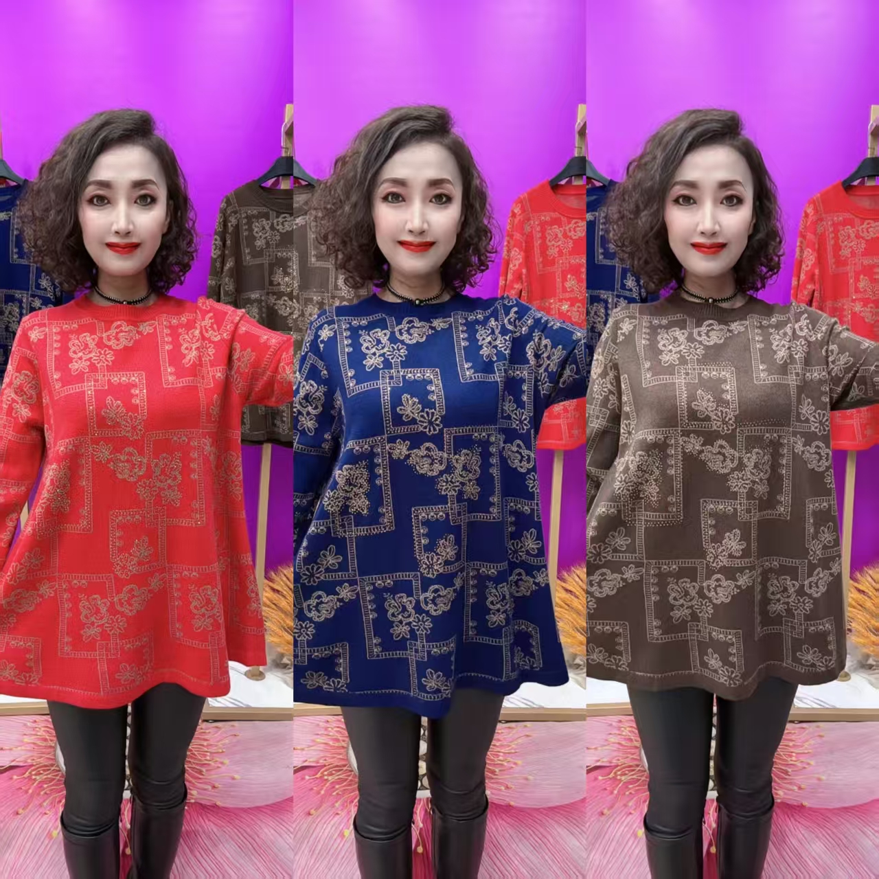 FANG时尚女士圆领毛织大版衫065三版