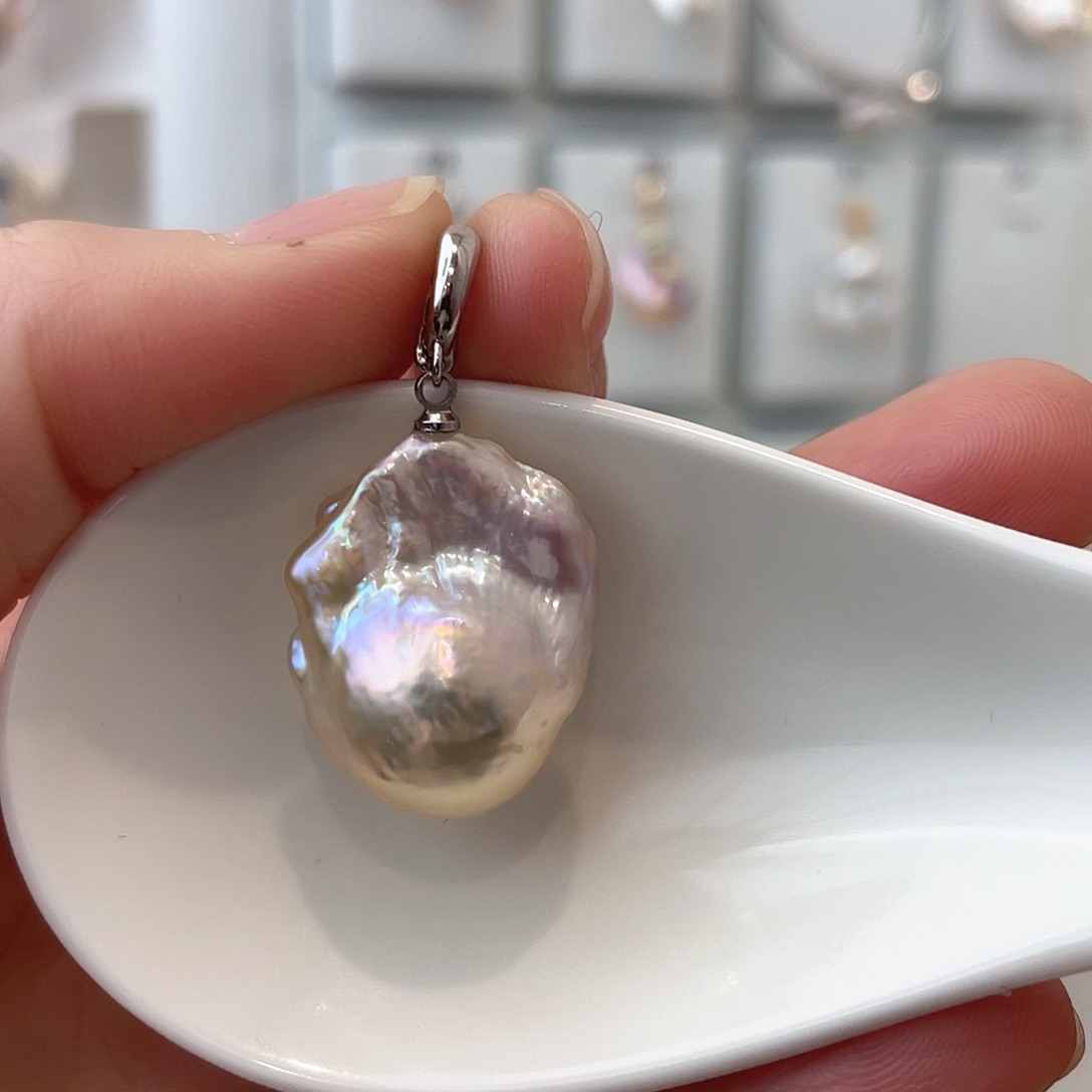 淡水珍珠天然珍珠巴洛克银S925镶嵌