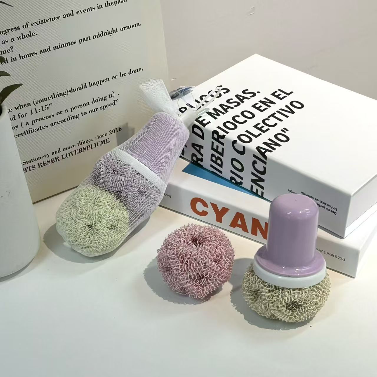 zj 钢丝球清洁球厨房家用不锈钢带手柄刷子洗碗锅刷