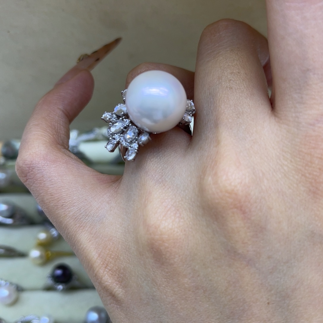 银S925镶嵌淡水珍珠戒指