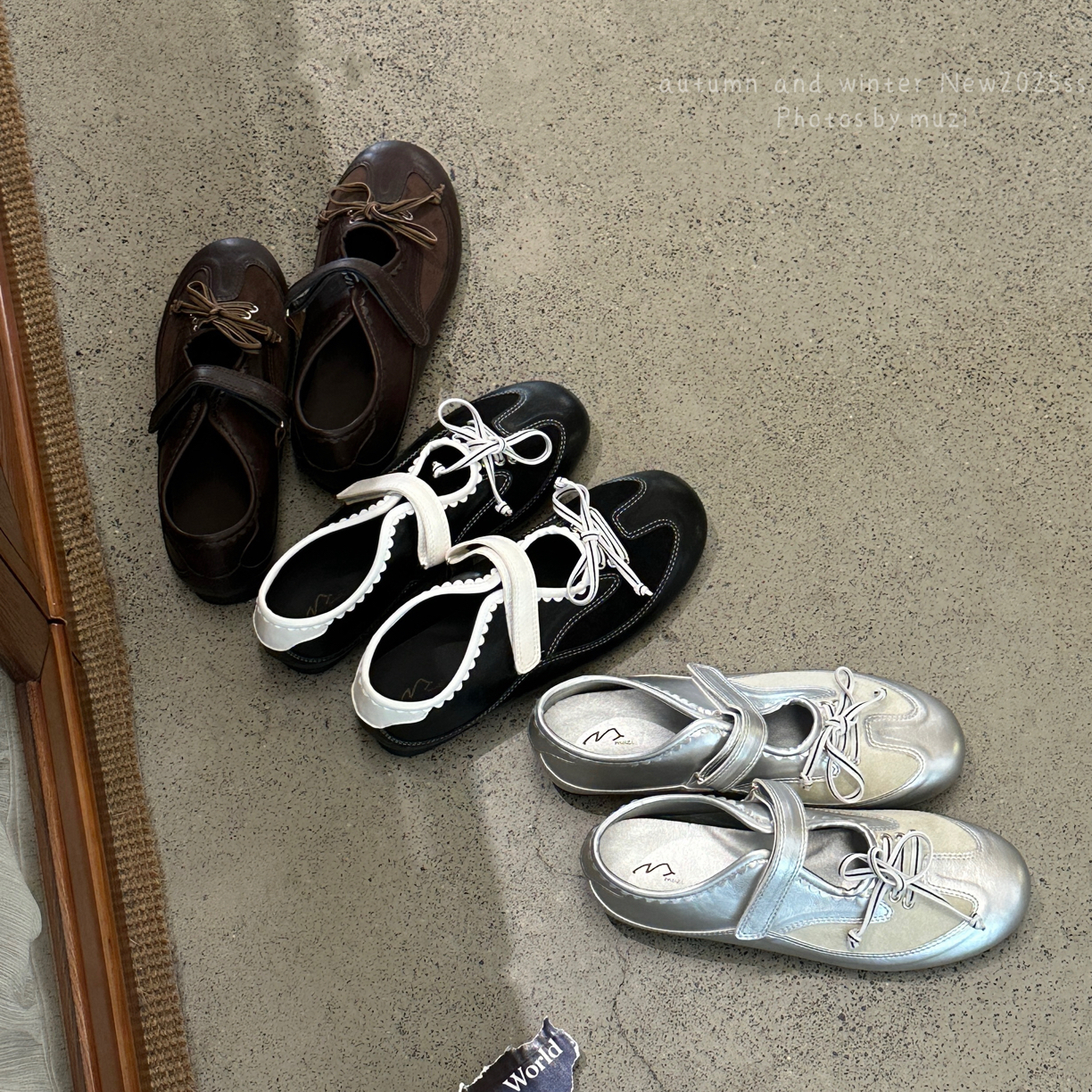 英伦风魔术贴芭蕾风德训鞋女休闲蝴蝶结单鞋玛丽珍鞋内增高3cm