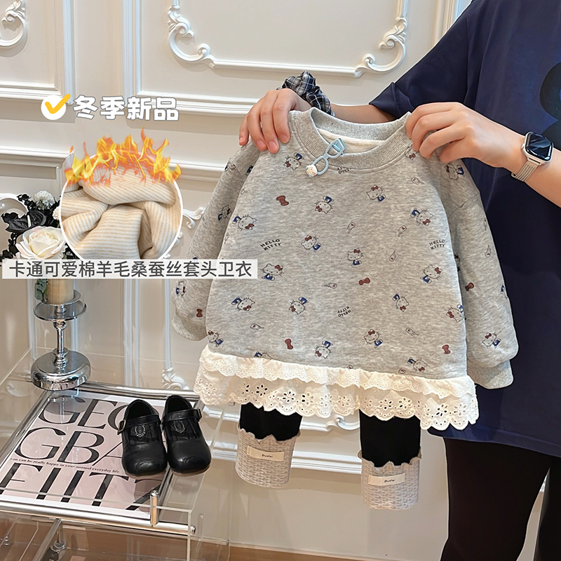 新款秋冬季6-12岁女童卫衣加厚打底衣女宝宝潮款洋气上衣儿童童装