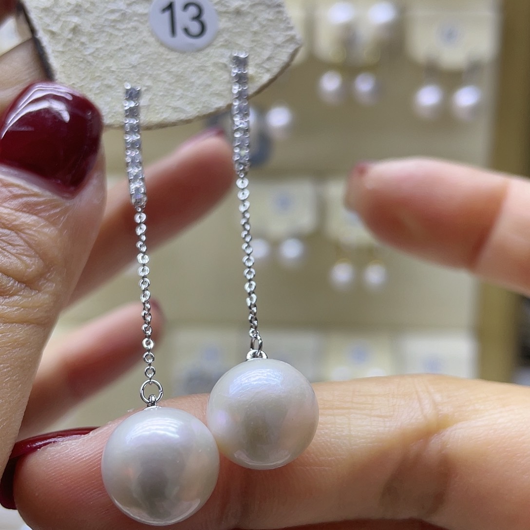 淡水珍珠耳饰银S925镶嵌