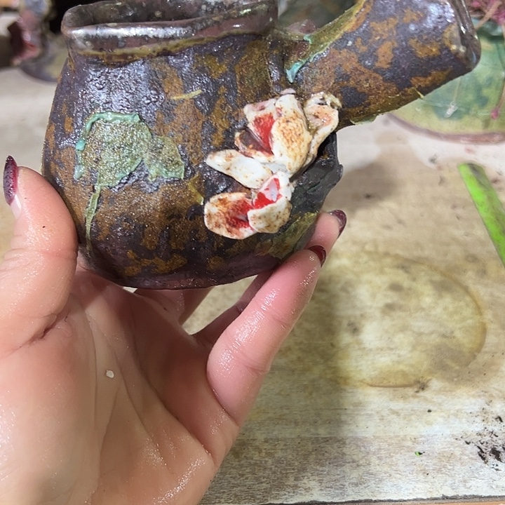 壶手工粗陶高温花盆