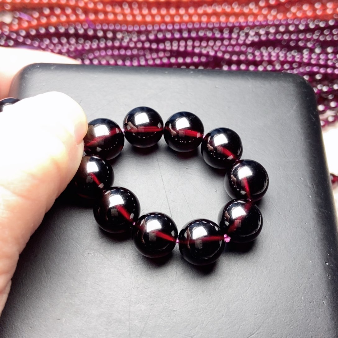 石榴石手链未镶嵌认**缘10酒红色毕业级10a