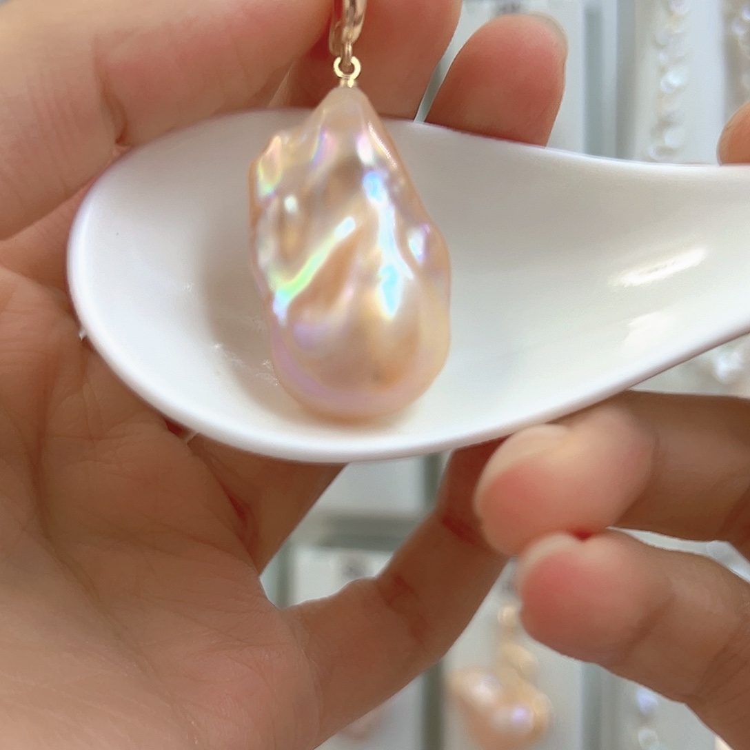 美***-淡水珍珠银S925镶嵌颈饰