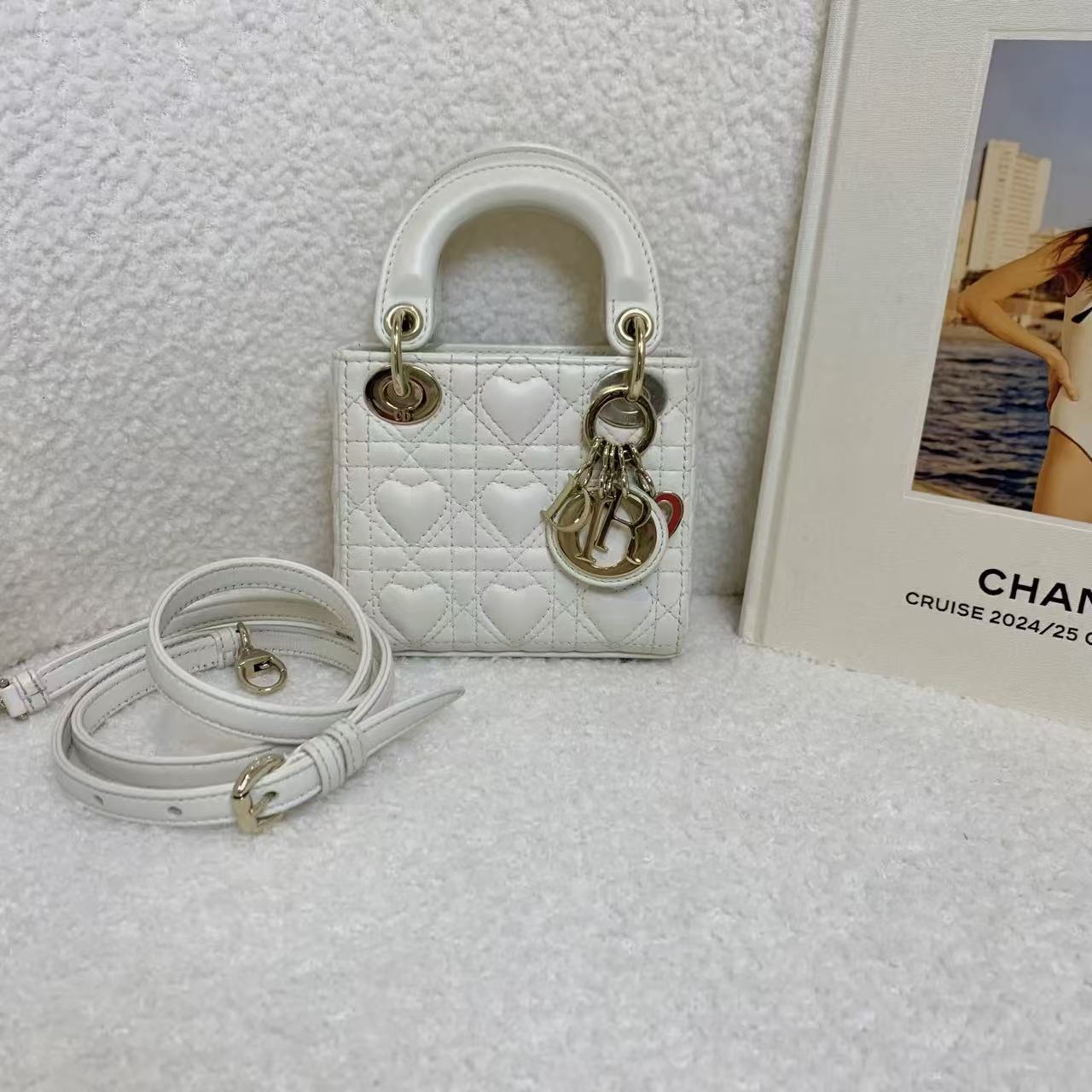 99新 DIOR/迪奥 七夕限定白金超mini戴妃/63820883/12期/代卖服务