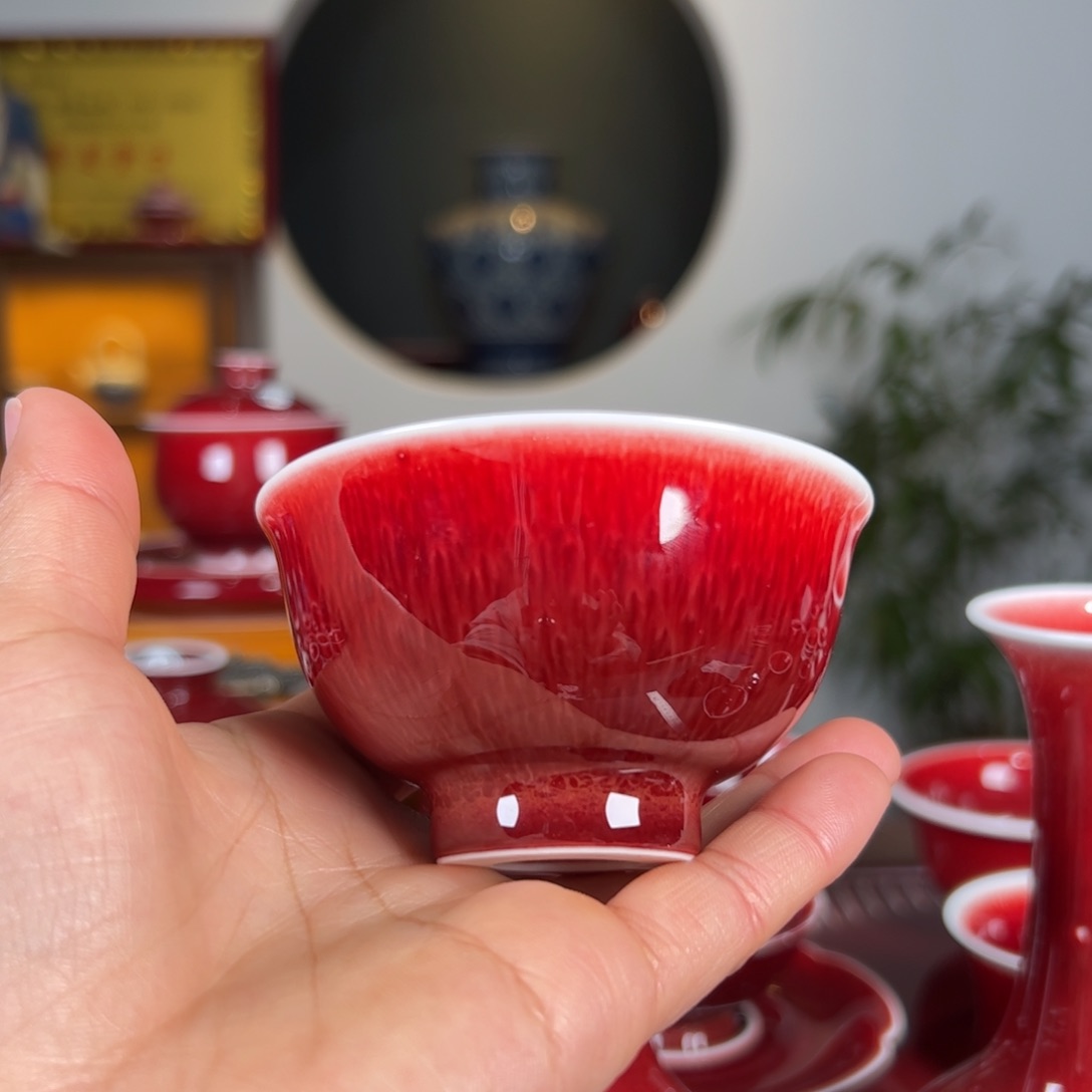 杯子景德镇原矿朗红杯杯